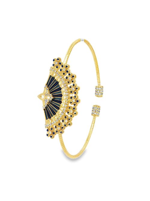Diva gold crystal stones blue glazed bracelet GOCCIAZZURRA JEWELS | BRDIVAOROBLU